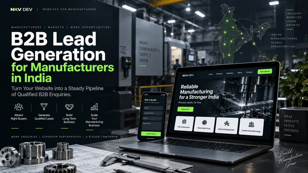 Enquiry pipeline dashboard showing RFQ sources and conversion stages for an Indian manufacturing business